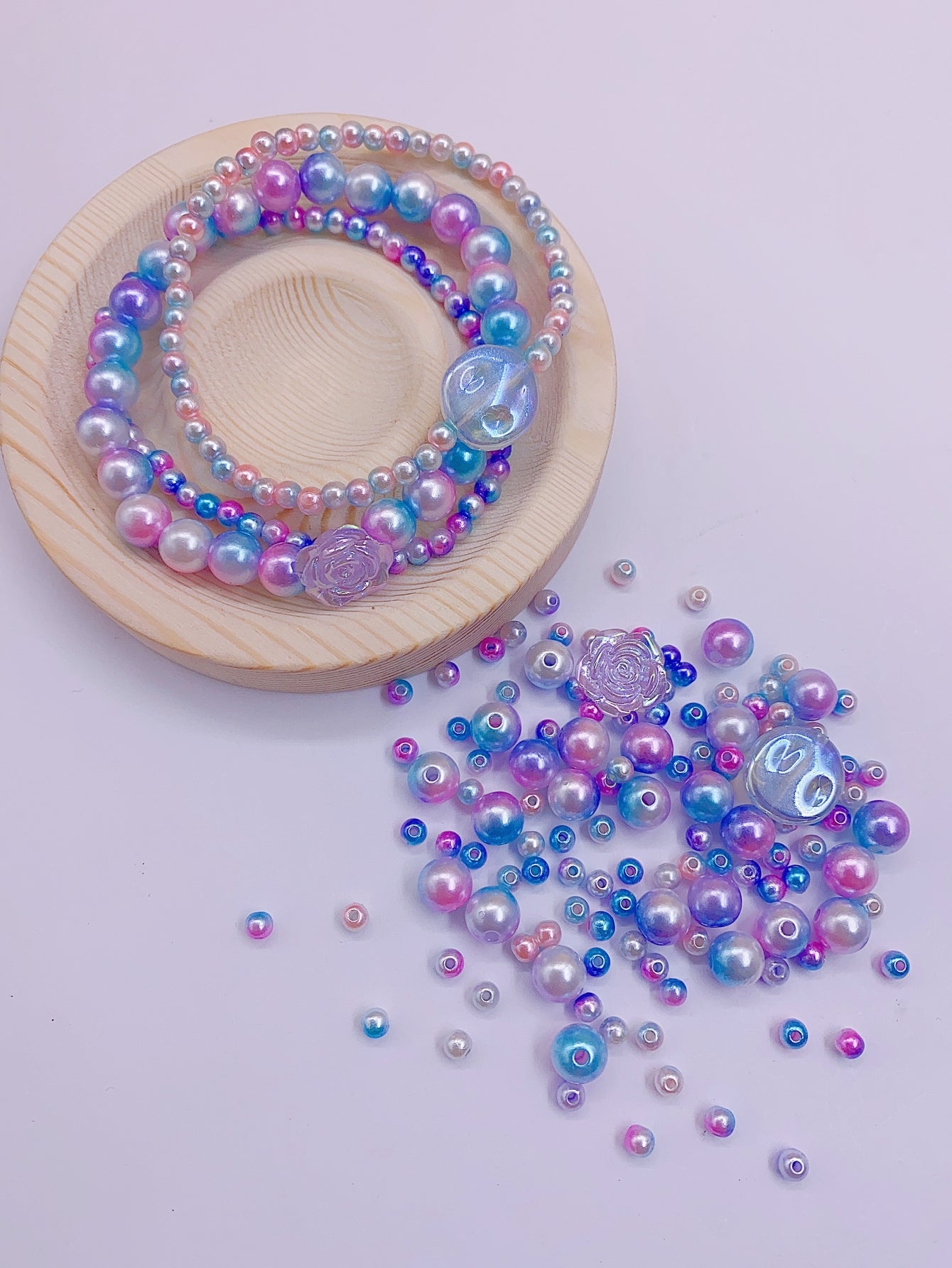 ABS imitation pearl multi-layer winding round beads homemade string temperament assorted small niche string diy accessories loose bead material bag