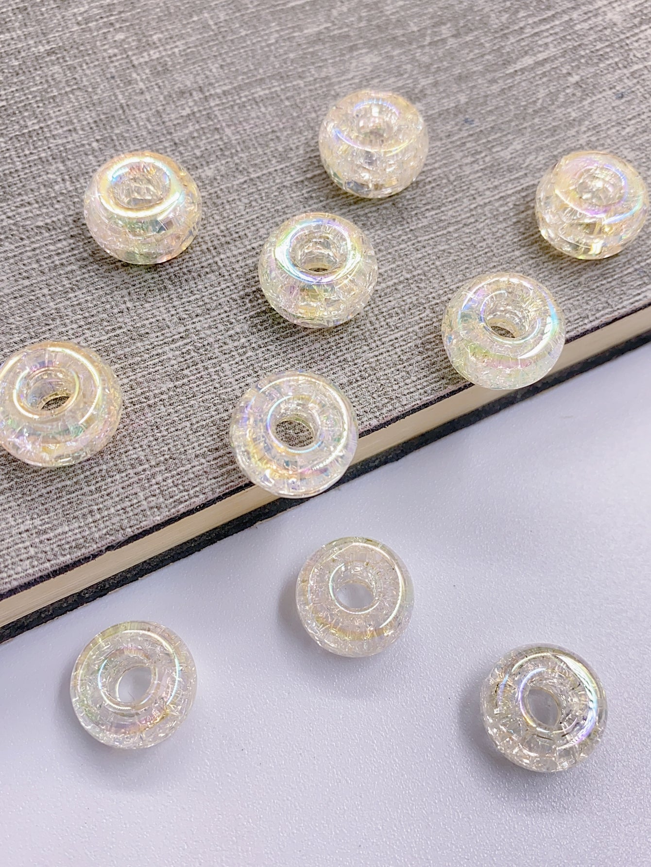 abs imitation pearl Mermaid Crack series acrylic wheel bead flat bead colored loose bead pendant necklace wearing bead jewelry