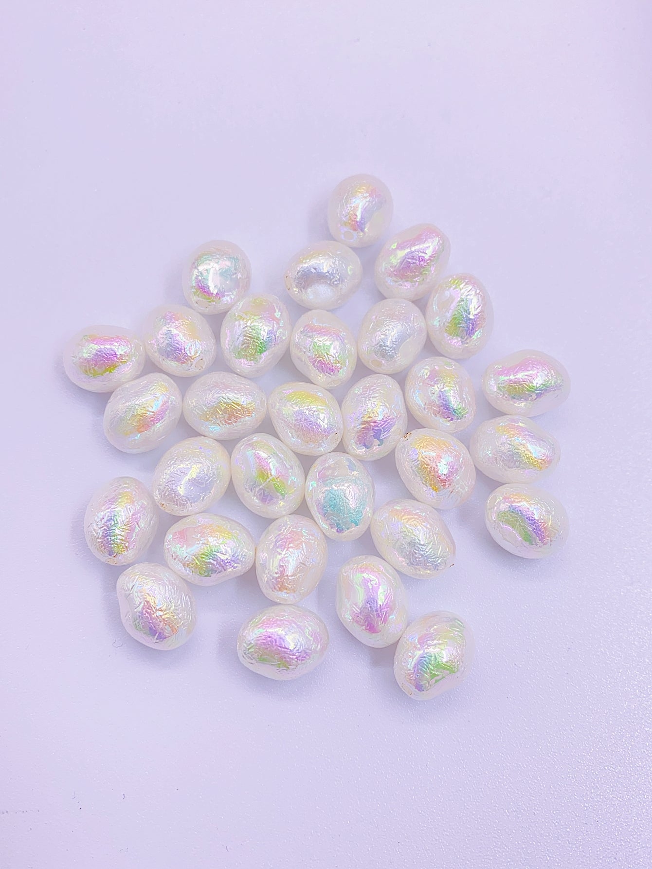 Personality bright color wrinkles shaped oval beads straight hole ABS imitation pearl diy jewelry accessories loose beads