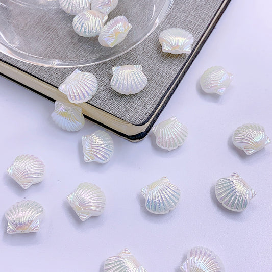 New color series pearl bright color shell straight hole ABS simulation pearl bracelet necklace earrings diy loose beads