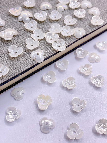 High-grade simulation ABS imitation pearl petal flower magic shell color three leaves DIY handmade headwear corsage production materials
