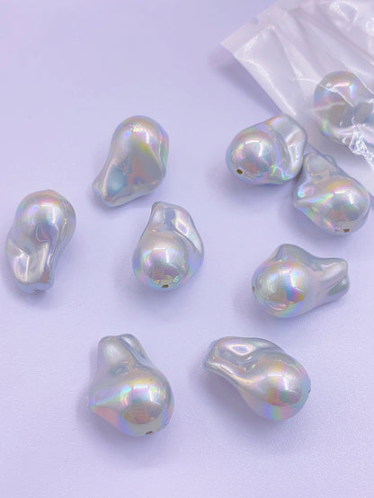 New ABS imitation pearl foot shaped shaped silver gray plated color straight hole shaped pearl diy clothing accessories material