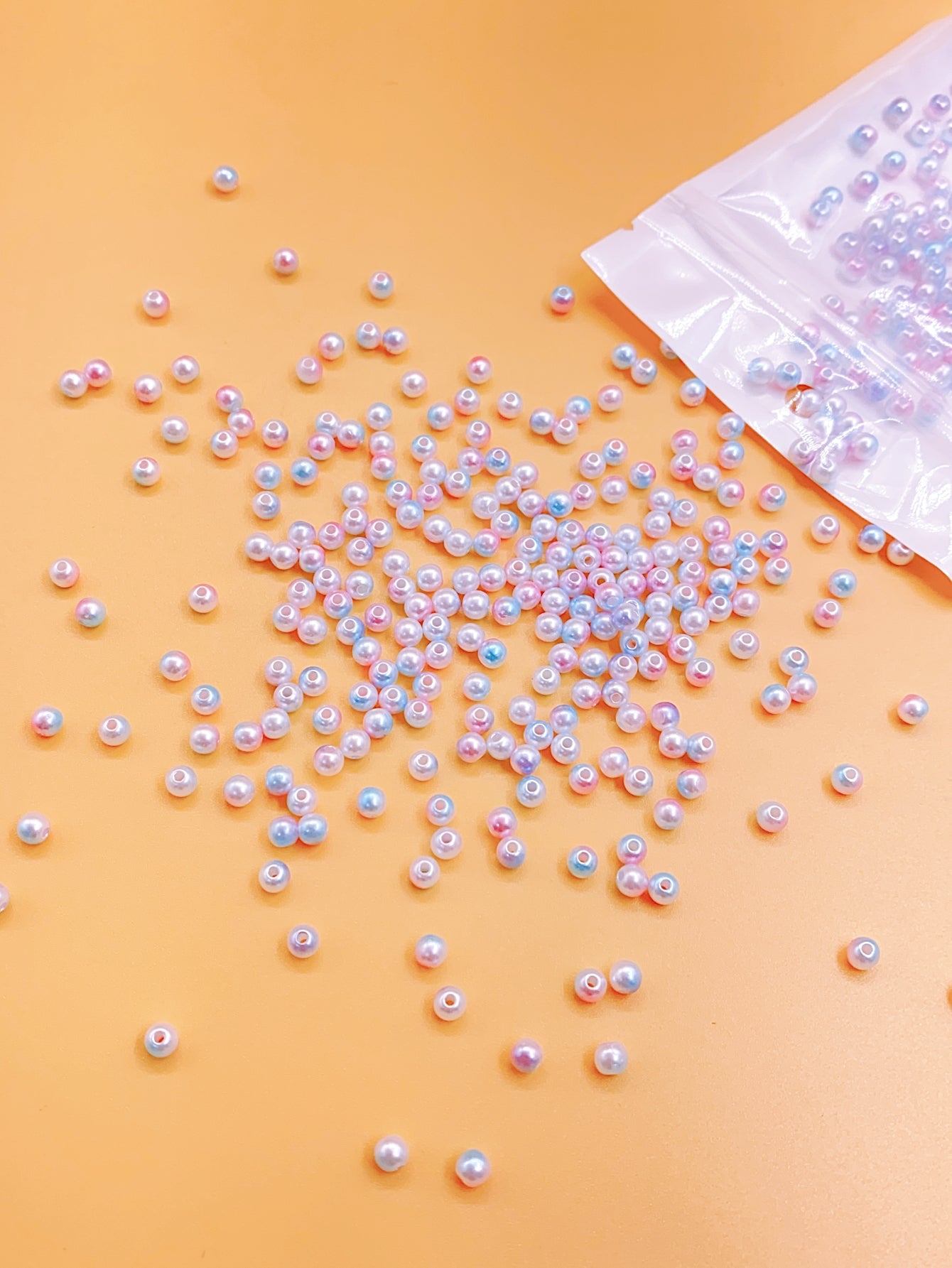 ABS Straight hole multicoloured gradual color imitation pearl loose beads diy handmade accessories decorated with high light Macaron color straight hole beading material