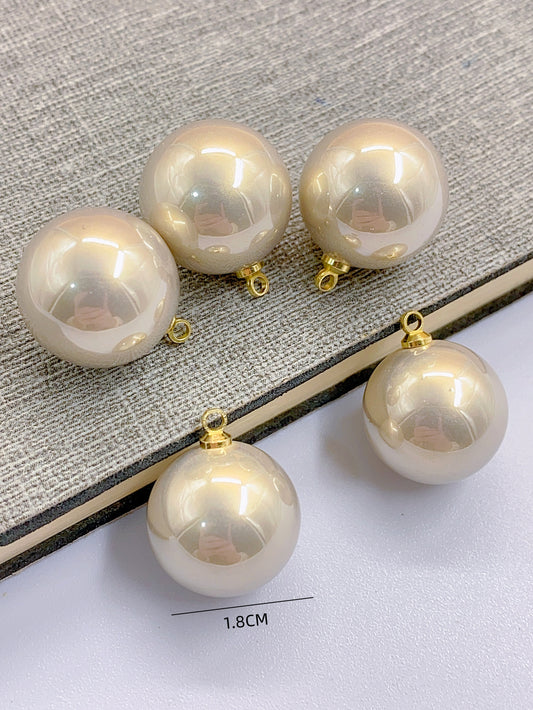 New alloy head large round bead Pearl accessories DIY jewelry clothing pendant abs imitation pearl high highlight round bead hanging