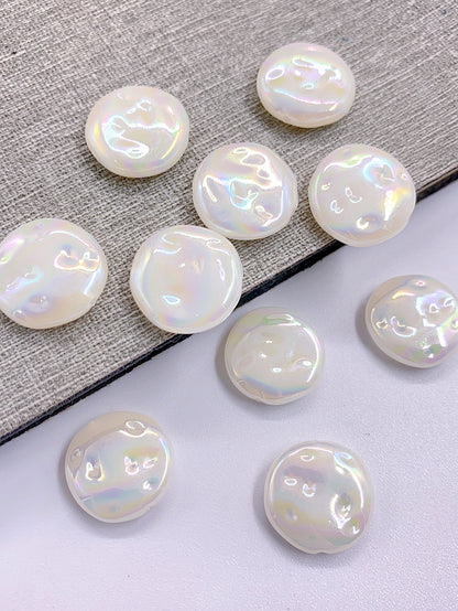 New abs high-grade bright wrinkle surface round bead flat piece pearl clothing accessories diy necklace bracelet accessories material