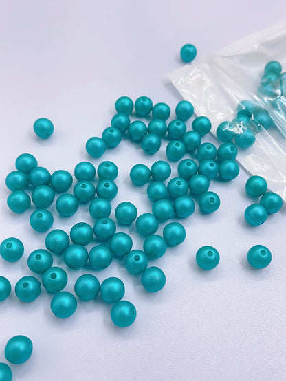 diy handmade beaded jewelry clothing accessories Green straight hole pearl accessories materials