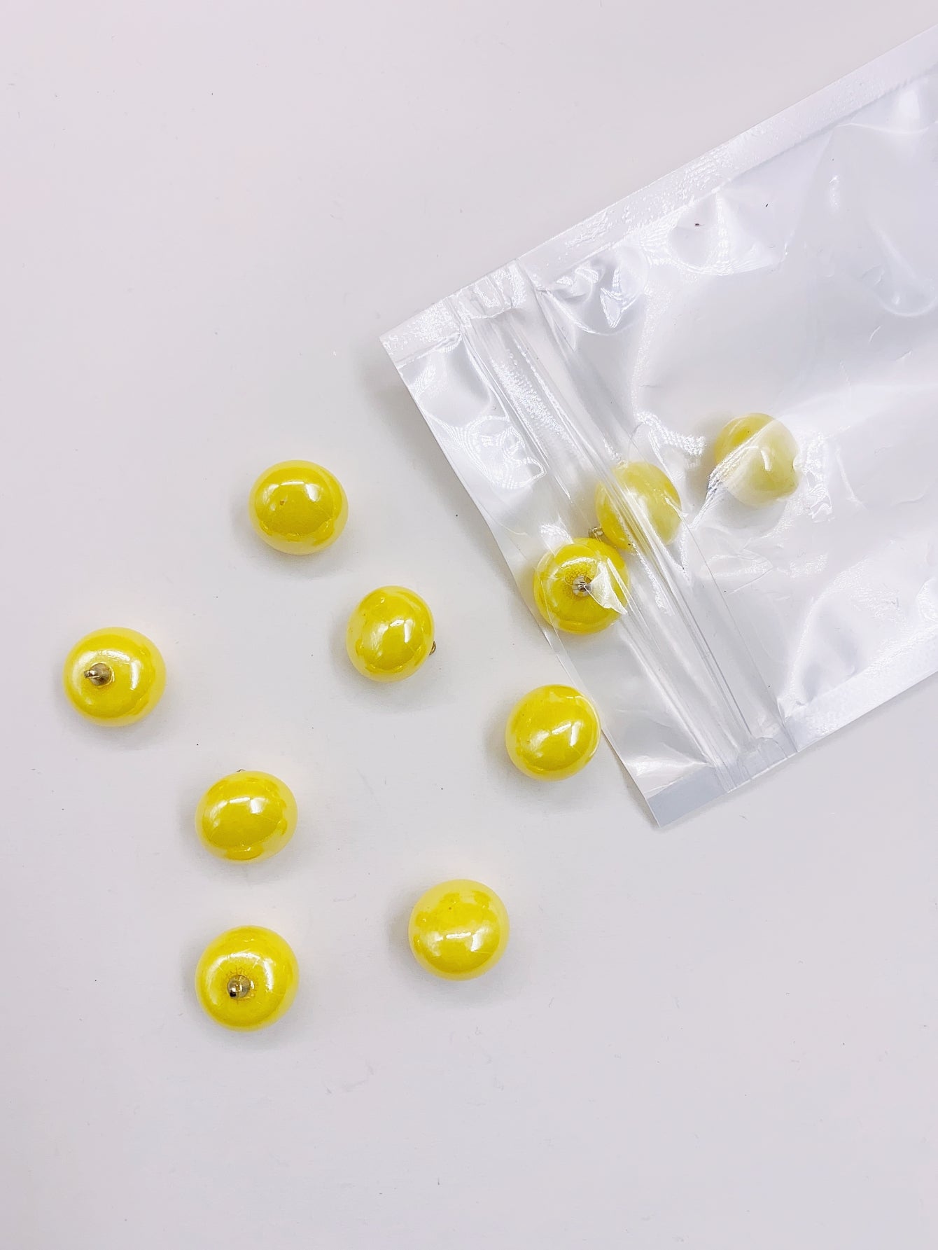 Yellow light color abs imitation pearl stuffed bun alloy hanging loose bead bead diy handmade necklace bracelet material accessories