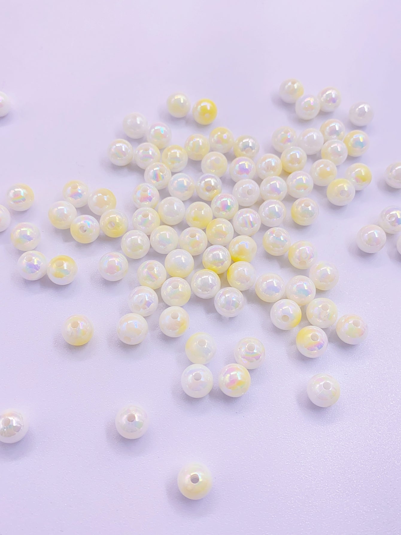 Two-color gradient candy color Multicoloured full round perforated ABS imitation pearl plastic beads DIY jewelry accessories pearl