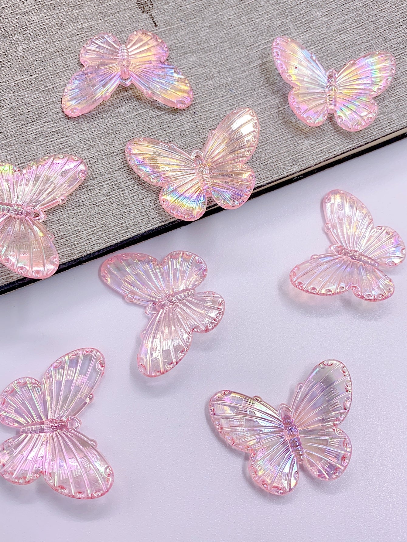 Colorful butterfly ABS material imitation pearl half patch hair clip hair card handmade diy accessories beaded