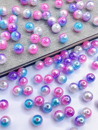 ABS imitation pearl multicolored round bead bracelet necklace loose bead diy jewelry clothing materials accessories multi-color mixed pearls