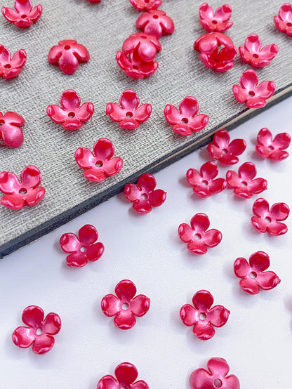 New ABS imitation pearl small four-petal flower straight hole colorful pearl diy headwear accessories beads
