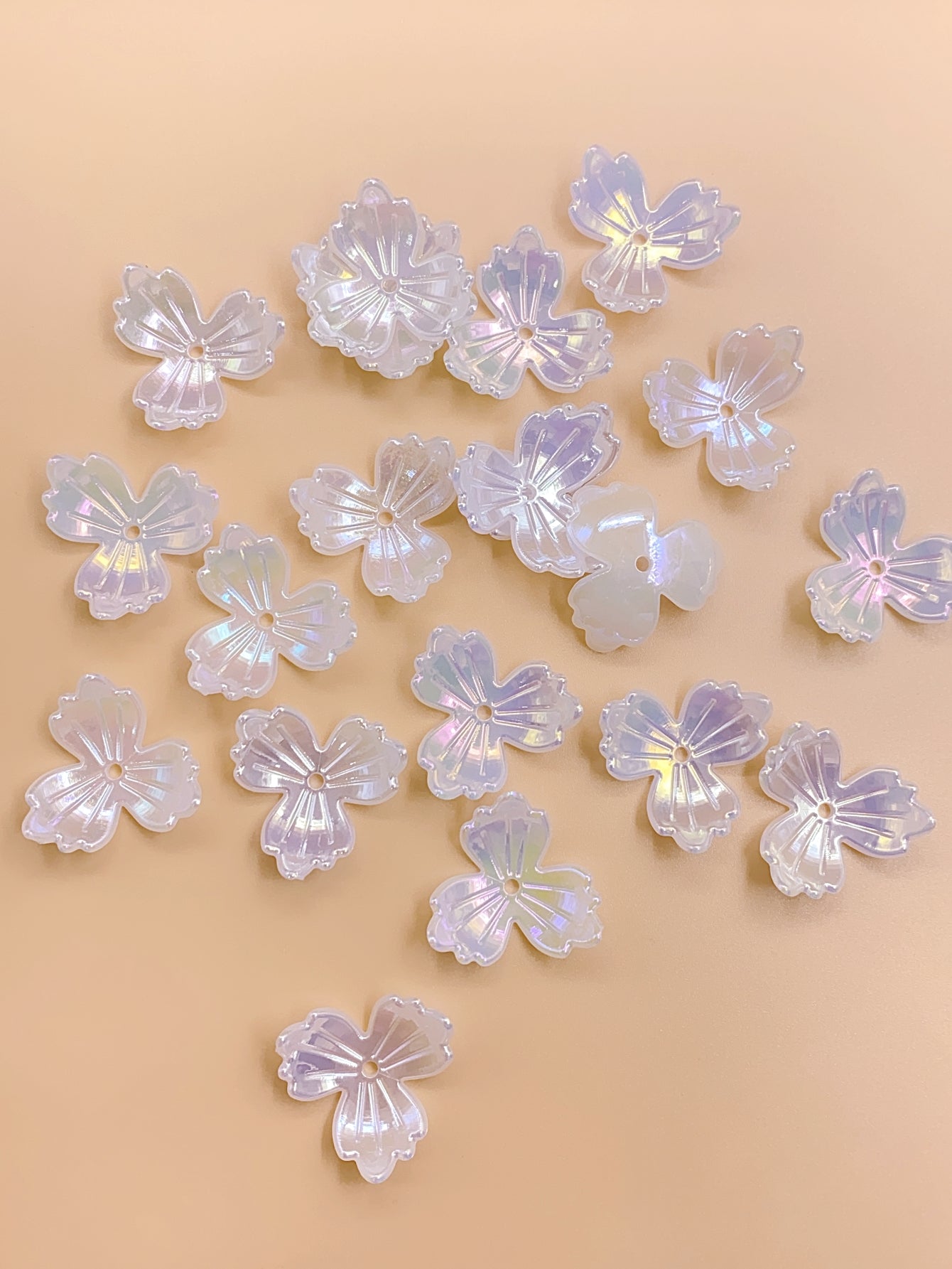 abs Imitation Pearl Bright Color three petal flower Homemade bouquet accessories Petal diy dress accessories Pearl