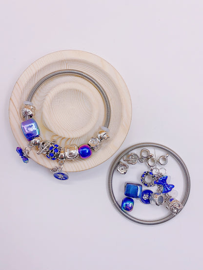 New abs alloy large hole self-made Pandora series steel ring series loose bead material accessories diy handstring material bag