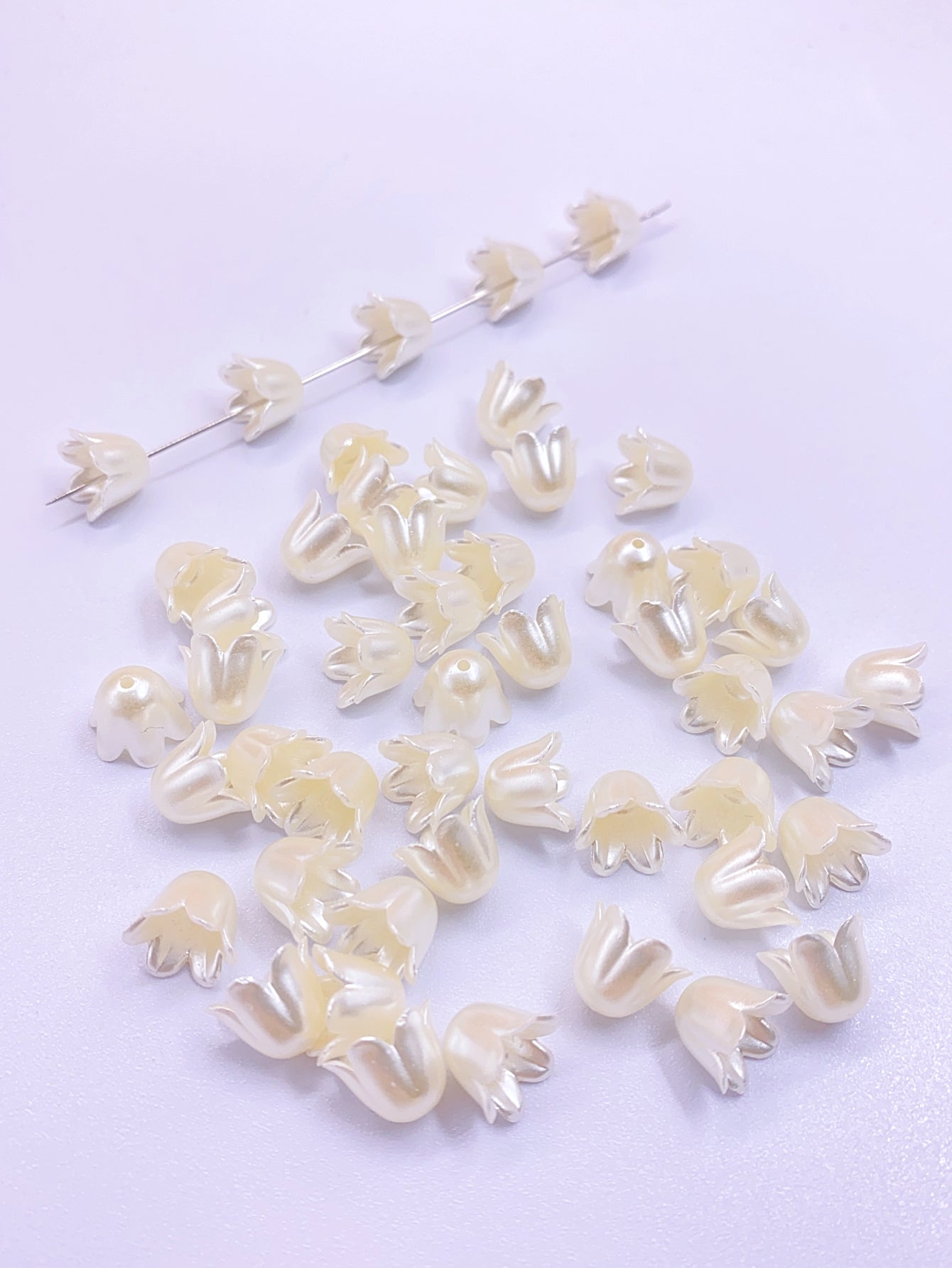 Through hole Lily of the Valley ABS imitation pearl round beads loose beads glass beads handmade beaded diy bracelet bracelet accessories