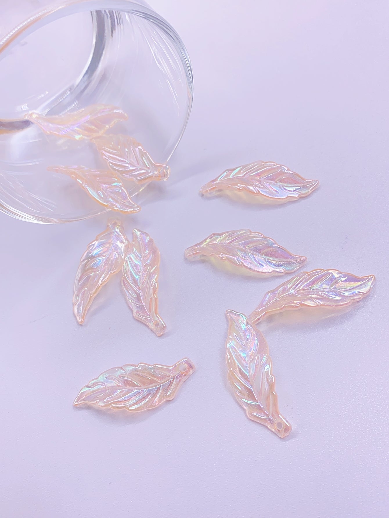 Transparent star color quicksand DIY handmade new material jewelry accessories beaded acrylic hanging hole leaf loose beads