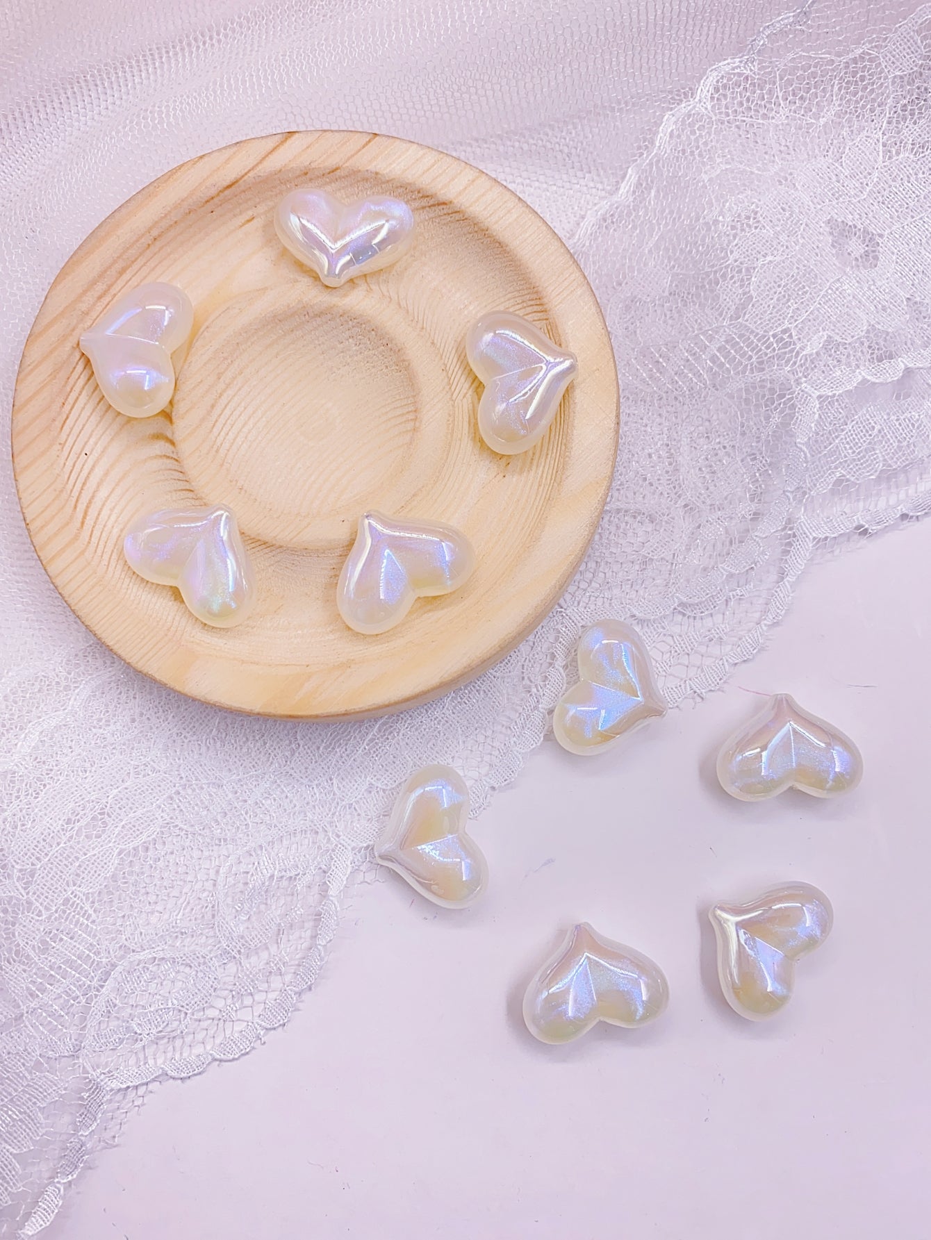Merman heart straight hole loose beads handmade DIY beaded heart pendant bracelet necklace material accessories