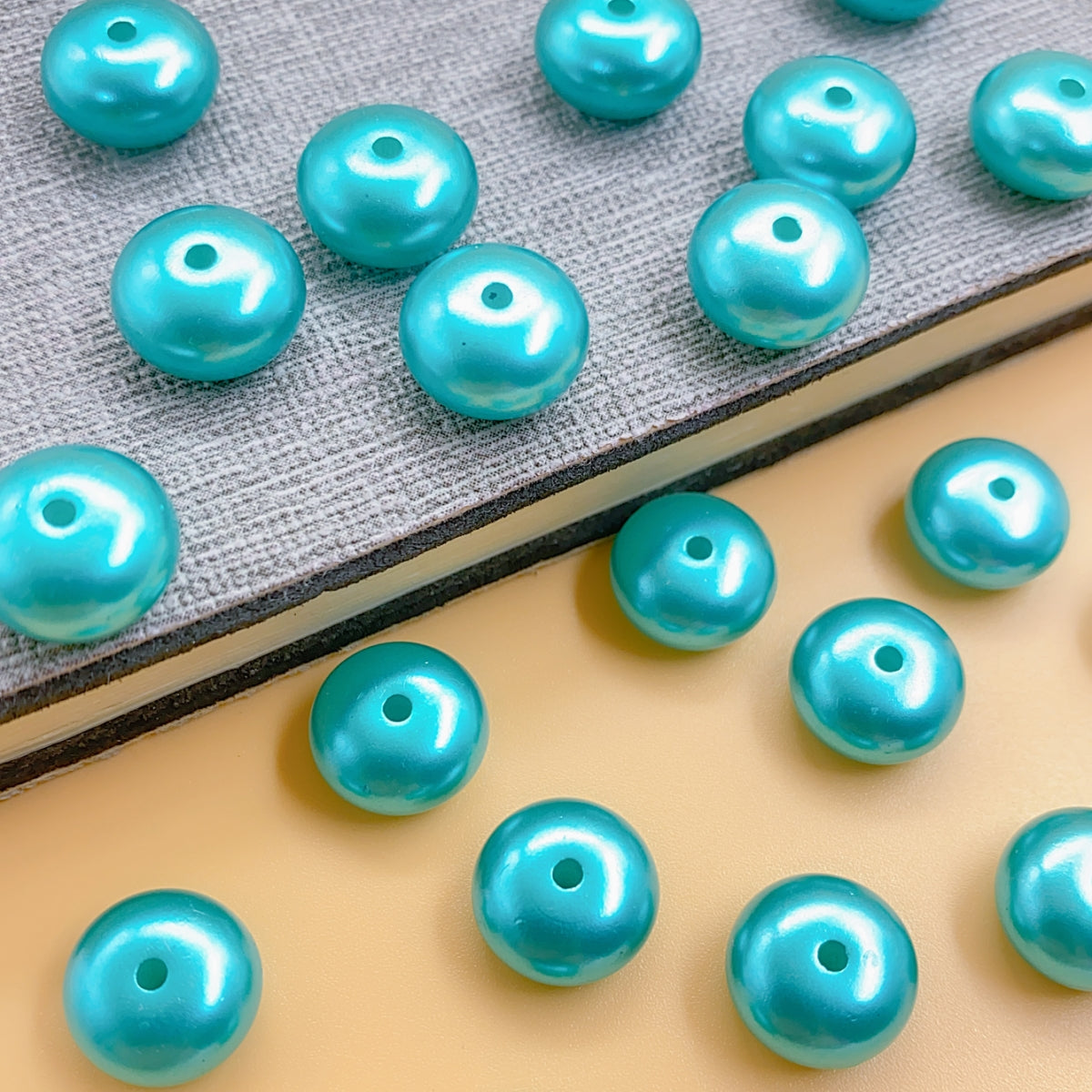 ABS imitation pearl round bead flat piece clothing button jewelry straight hole beading material