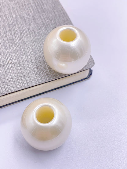 Large hole bead ABS imitation pearl loose bead thick hole large aperture diy hand beaded braid through rubber band accessories