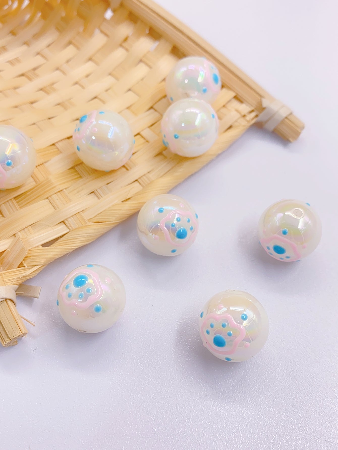 Personality cute painted cartoon beads ABS Imitation Pearl Jewelry Accessories diy Straight hole round bead jewelry necklace bracelet accessory beads
