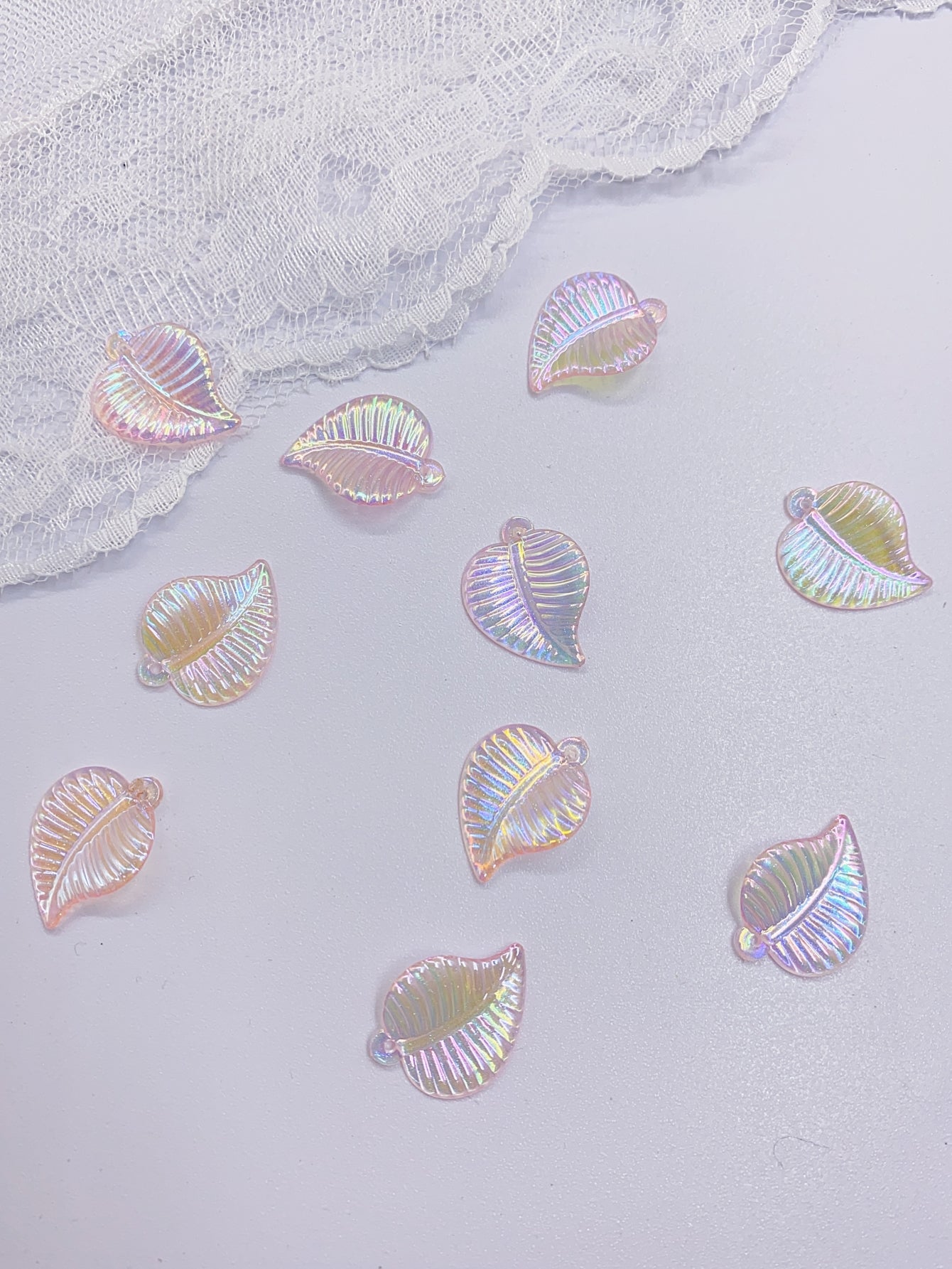 Korean Sweet Love Mini ab color leaf imitation pearl heart button DIY hair accessories headpiece material accessories