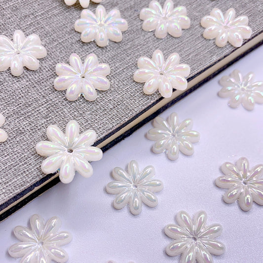 abs Bright color imitation pearl loose bead straight hole patch Sunflower hairpin cell phone case Handmade diy jewelry material accessory beads