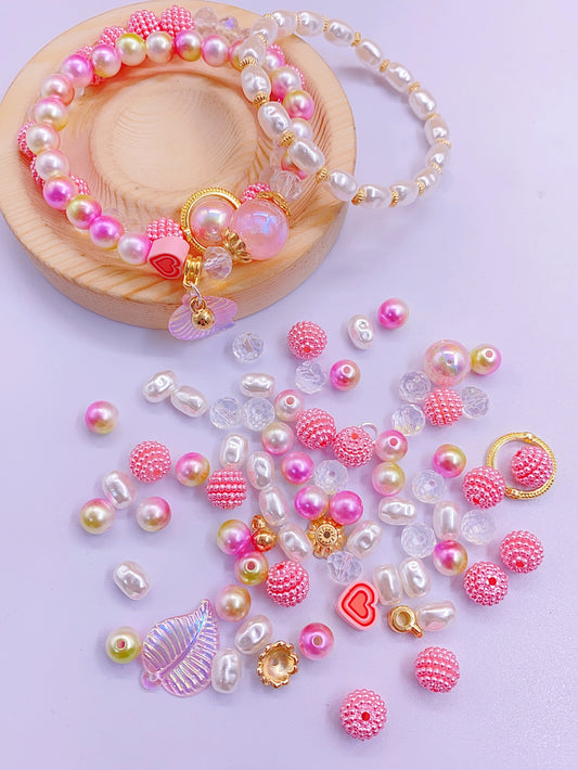 Simple high-grade abs pearl homemade bracelet jewelry diy colorful pearl mixed beaded material bag