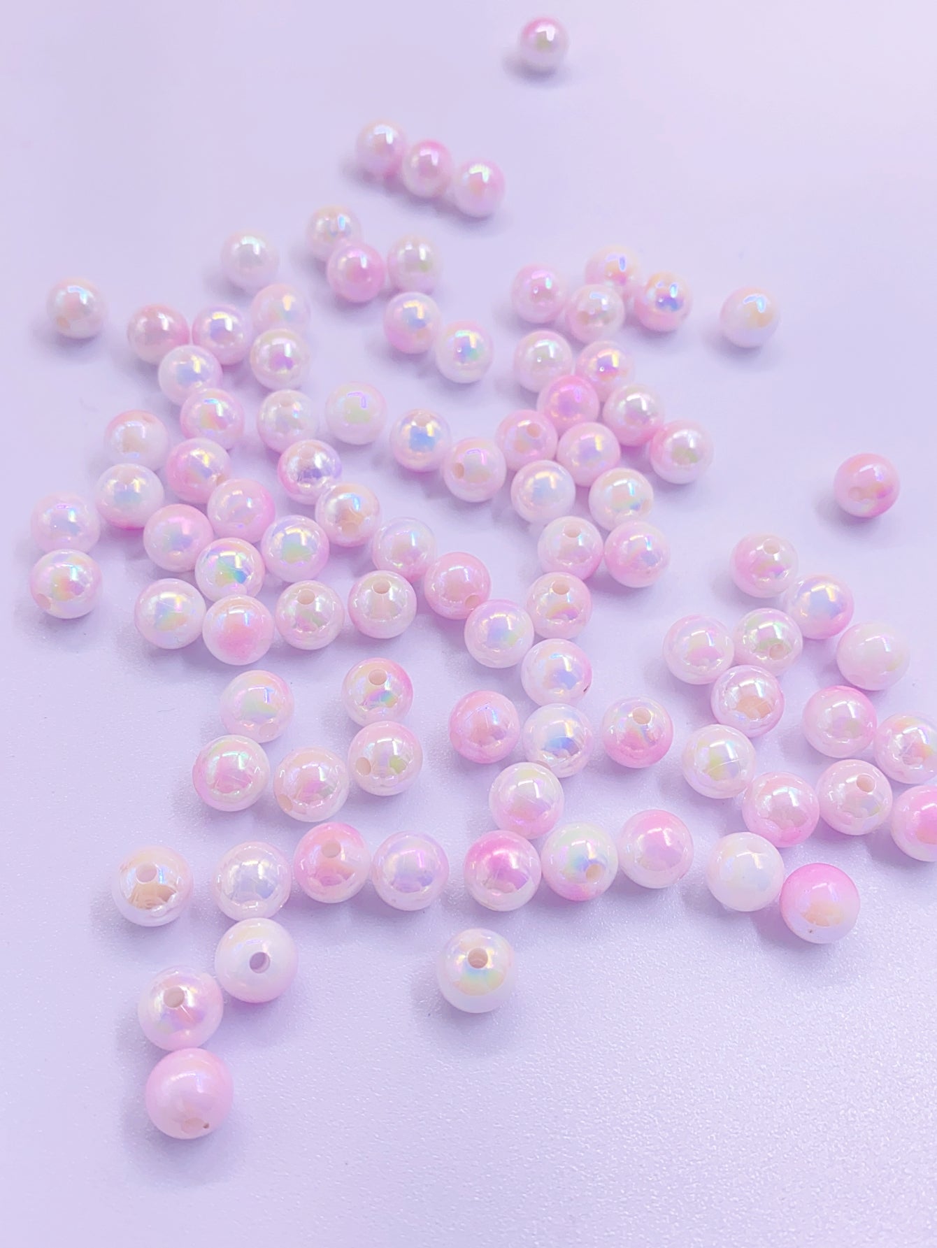 Two-color gradient candy color Multicoloured full round perforated ABS imitation pearl plastic beads DIY jewelry accessories pearl