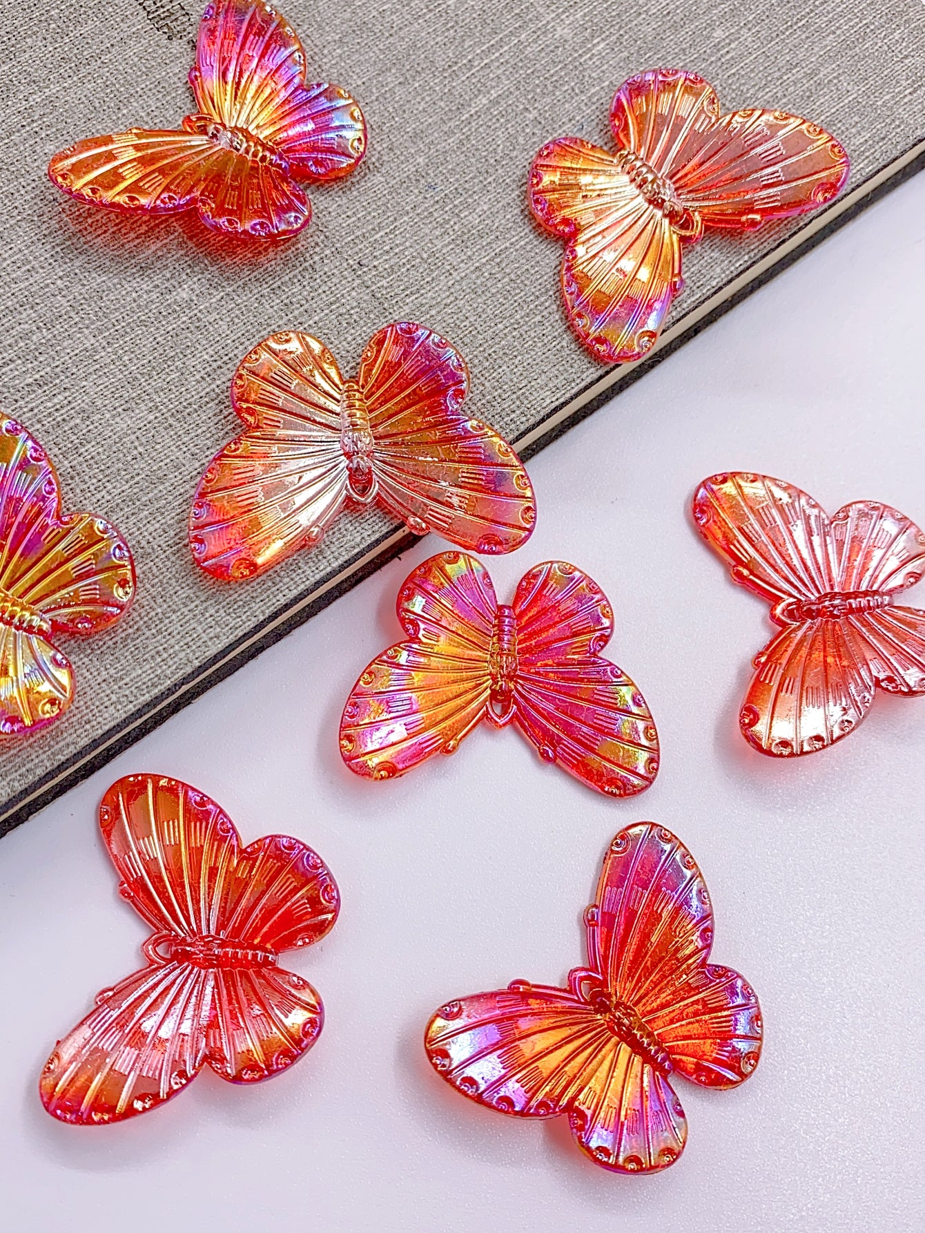 Colorful butterfly ABS material imitation pearl half patch hair clip hair card handmade diy accessories beaded