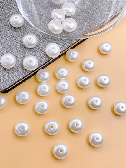 New abs imitation pearl highlighter shaped round flat piece straight hole jewelry accessories diy decorative clothing accessories pearl