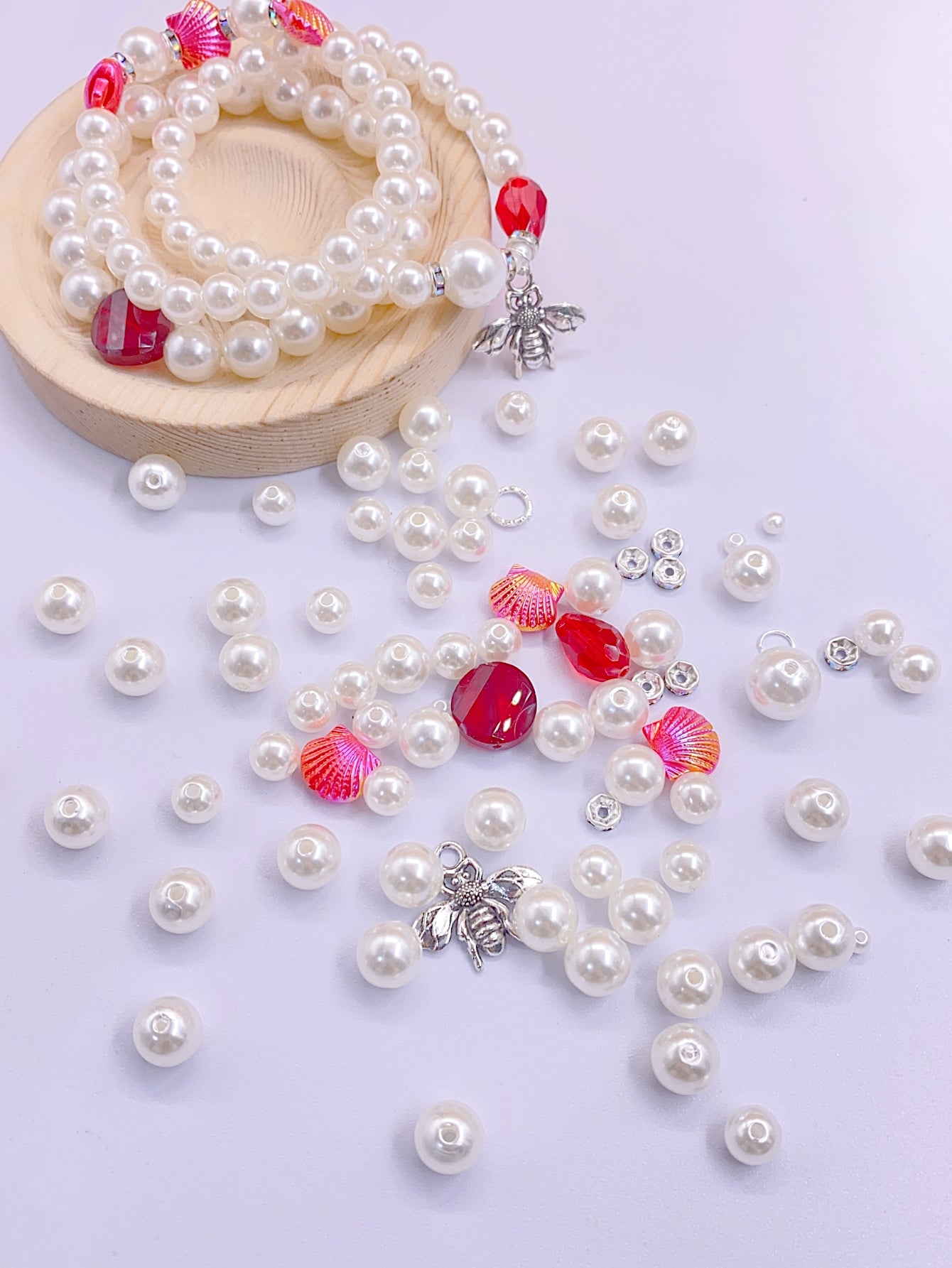 Handmade diy Material Bag abs White highlighter Straight Hole Pearl DIY bracelet Mix and match jewelry accessory beads