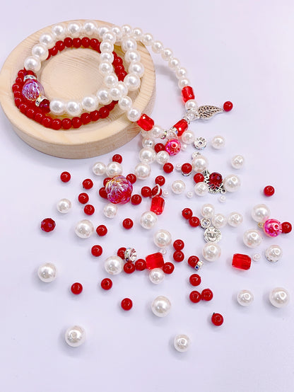 Handmade diy Material Bag abs White highlighter Straight Hole Pearl DIY bracelet Mix and match jewelry accessory beads