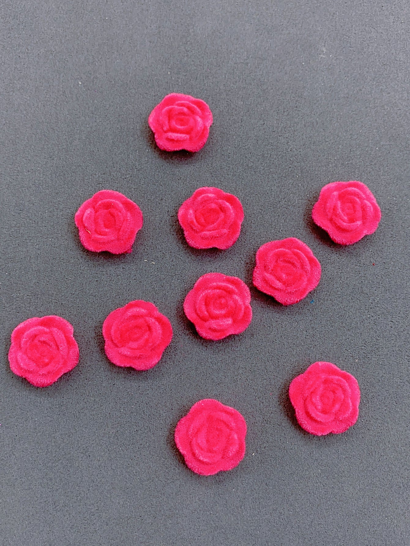 Acrylic solid color single hole straight hole flocking rose beads jewelry accessories hair accessories clothing accessories materials