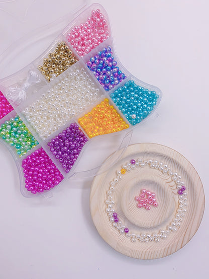 New abs straight hole colorful pearl homemade jewelry handmade beaded set box children's diy bracelet necklace loose bead material box