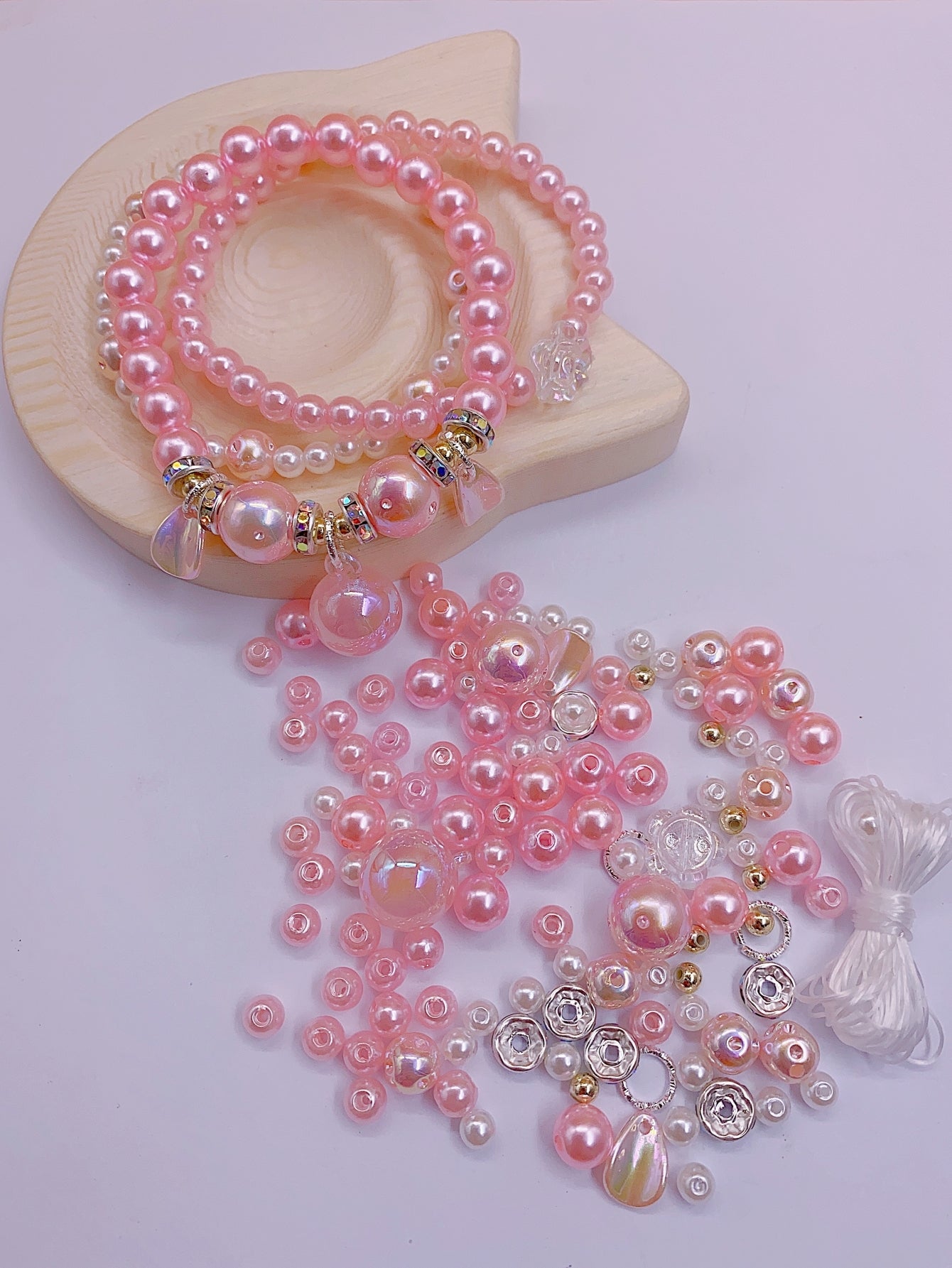 ABS imitation pearl multi-layer winding round beads homemade string temperament assorted small niche string diy accessories loose bead material bag