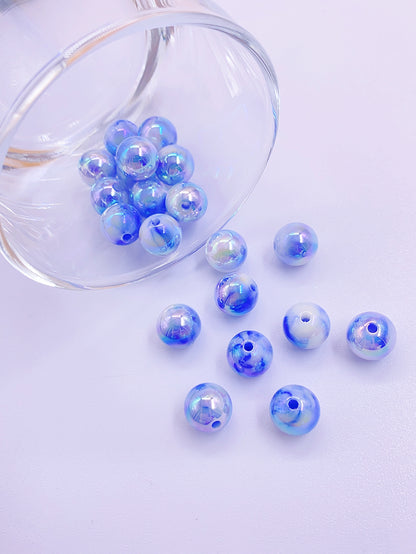 New candy two-color round beads DIY straight hole loose beads handmade accessories decorative woven bag hair accessories materials loose beads