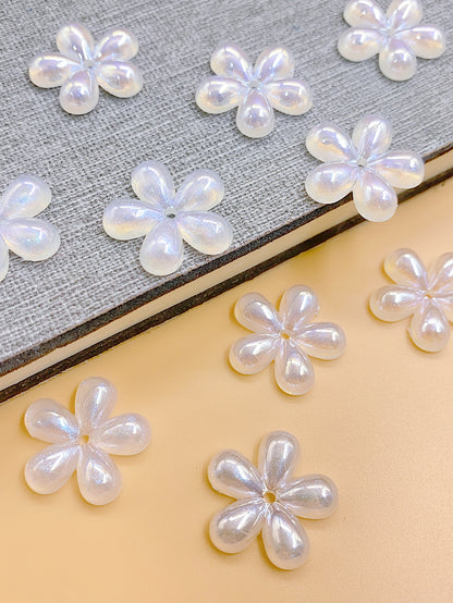 Straight hole flat bottom imitation pearl five petal flower mermaid star color series diy petal accessories pearl