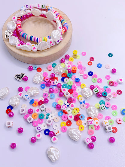 abs imitation pearl self-made special-shaped multi-color non-specification polymer clay bracelet loose bead diy straight hole hand-beaded material bag
