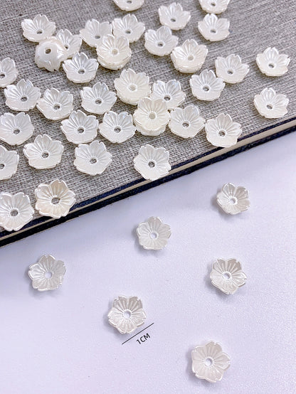 New abs straight hole pearl mini three-petal flower accessories diy handmade beading
