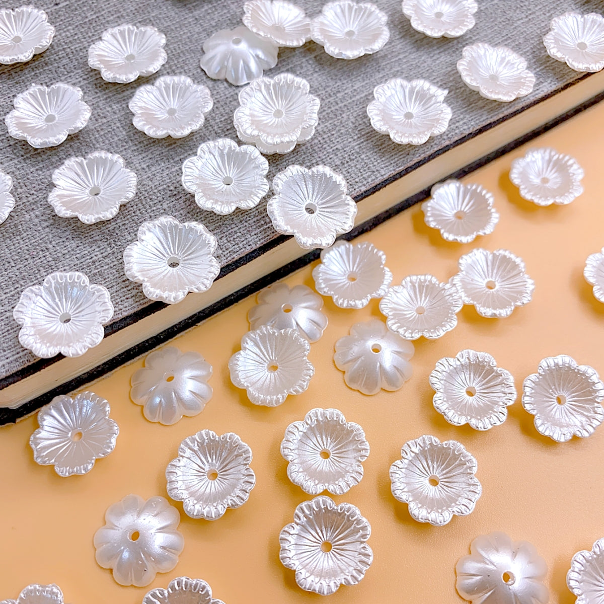 ABS imitation pearl straight hole five-petal flower jewelry beading material Clothing jewelry diy accessories beading material