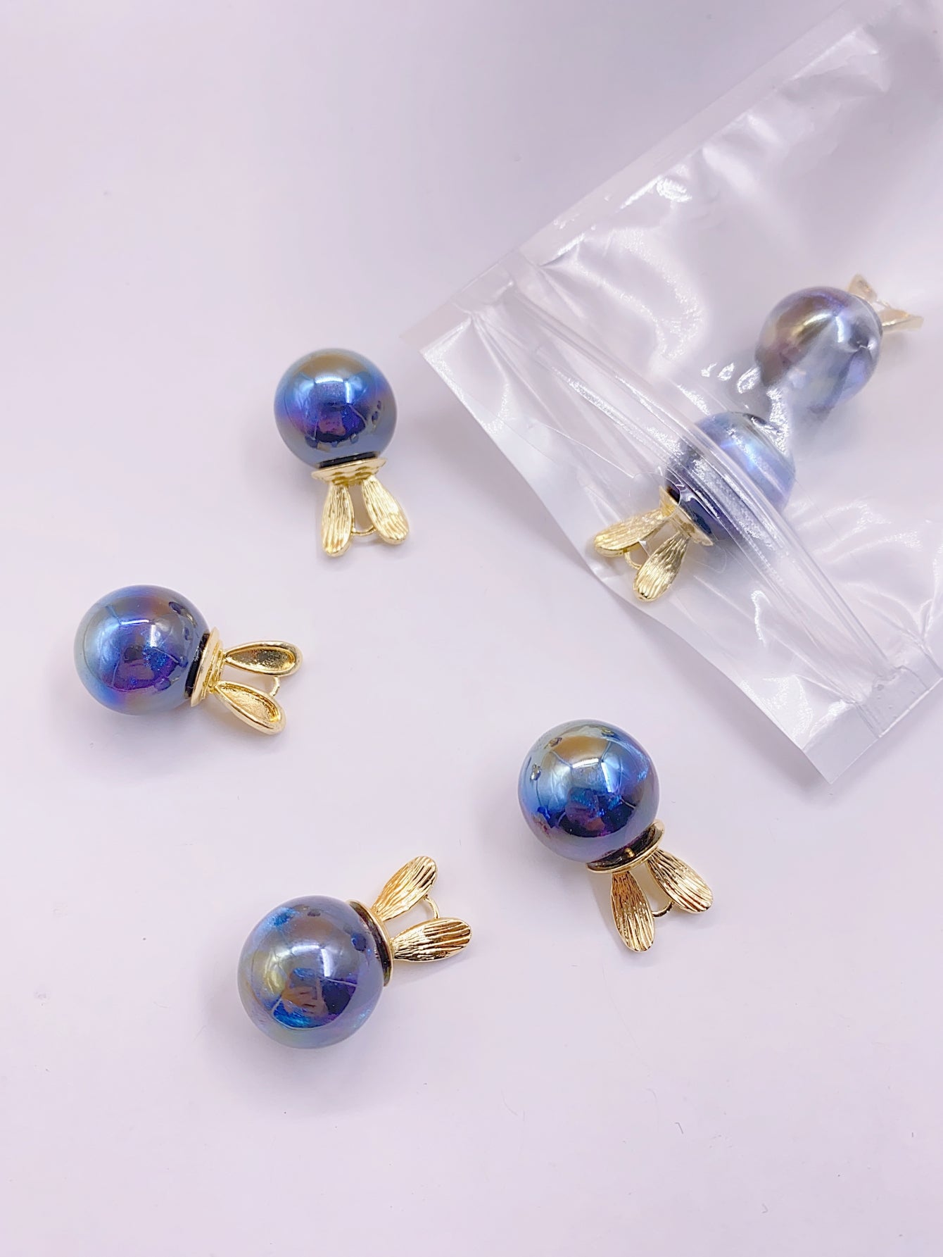 Fashion high-end mermaid star color series alloy bead hanging rabbit shaped diy accessories 6 pieces