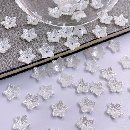 New exquisite small five-petal flower straight hole pearl diy jewelry hair pearl flat patch pearl