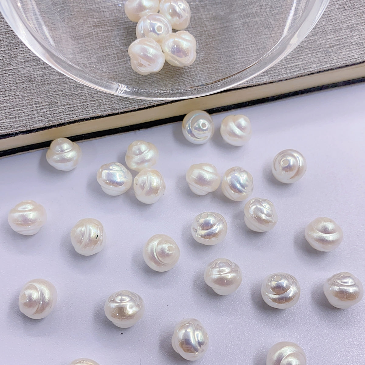 ABS imitation pearl shaped straight hole spiral hand-beaded diy bracelet necklace accessory pearls