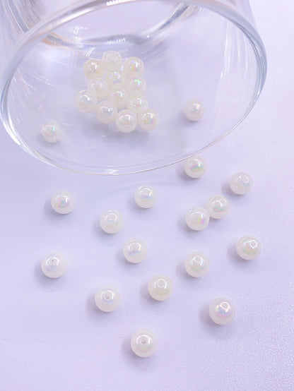 High-end bright color series ABS imitation pearl straight hole round bead jewelry beaded diy clothing necklace bracelet accessories beaded materials