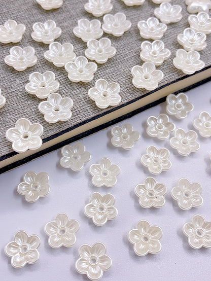 New ABS straight hole pearl peach blossom flat patch diy accessories headwear hair accessories beads