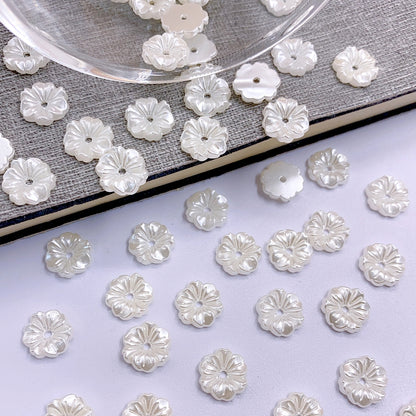 ABS imitation pearl flat flat straight hole wrinkle flower small exquisite diy accessory beads