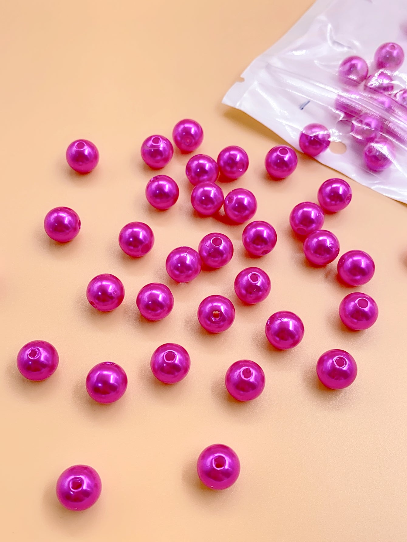 Highlighter imitation pearl loose beads double hole round abs plastic color beaded diy jewelry accessories for women's bracelet head accessories
