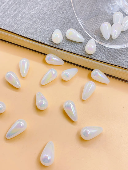 ABS imitation pearl new bright color water drop straight hole pearl diy necklace accessories beading materials