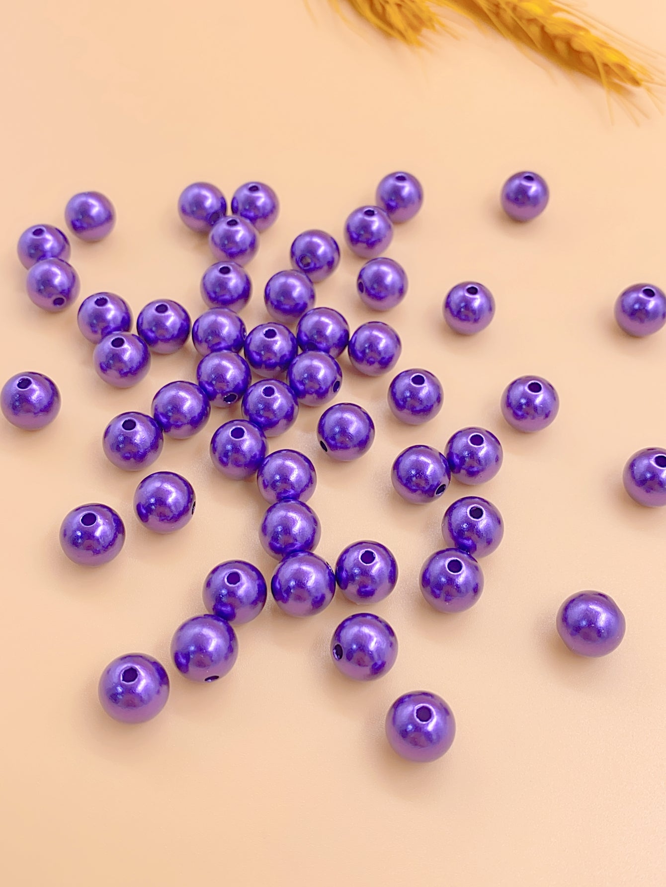 Highlighter imitation pearl loose beads double hole round abs plastic color beaded diy jewelry accessories for women's bracelet head accessories