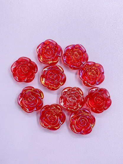 New high-end flat bottom rose jewelry patch straight hole beading diy clothing accessories hair accessories beading materials