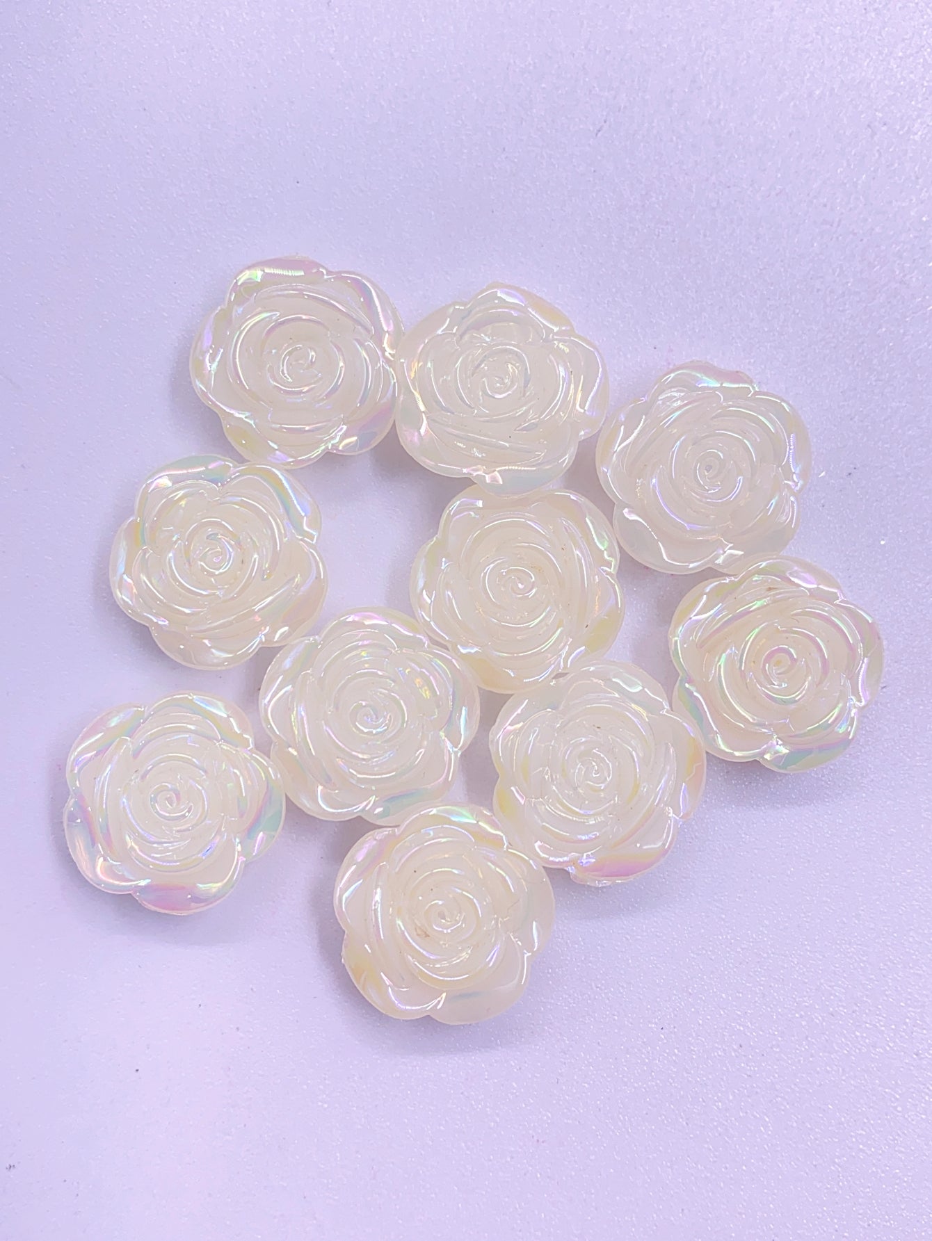 New ABS high-grade bright color flat bottom rose straight hole patch diy jewelry accessories beads